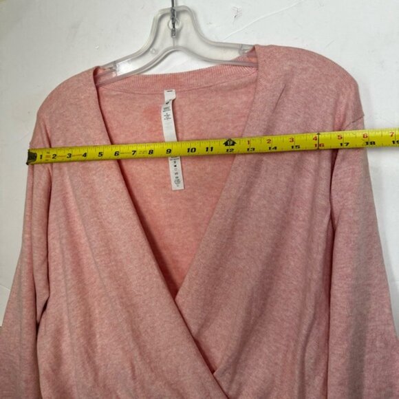 Lululemon Crossover Faux Wrap Cashmere Cotton Ribbed Sweater Top Knit Pink 10 - Picture 16 of 16